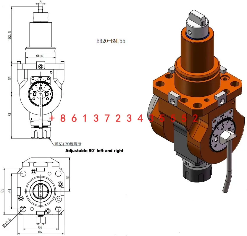 Brand new CNC BMT 40 45 55 65 universal power head tool holder