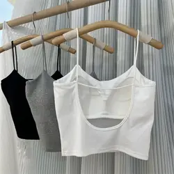 Sexy Women Strap Slim Beach Top Sleeveless Slim Backless Ladies Camisole Beach Top Streetwear Solid Color Strap Tank Tops