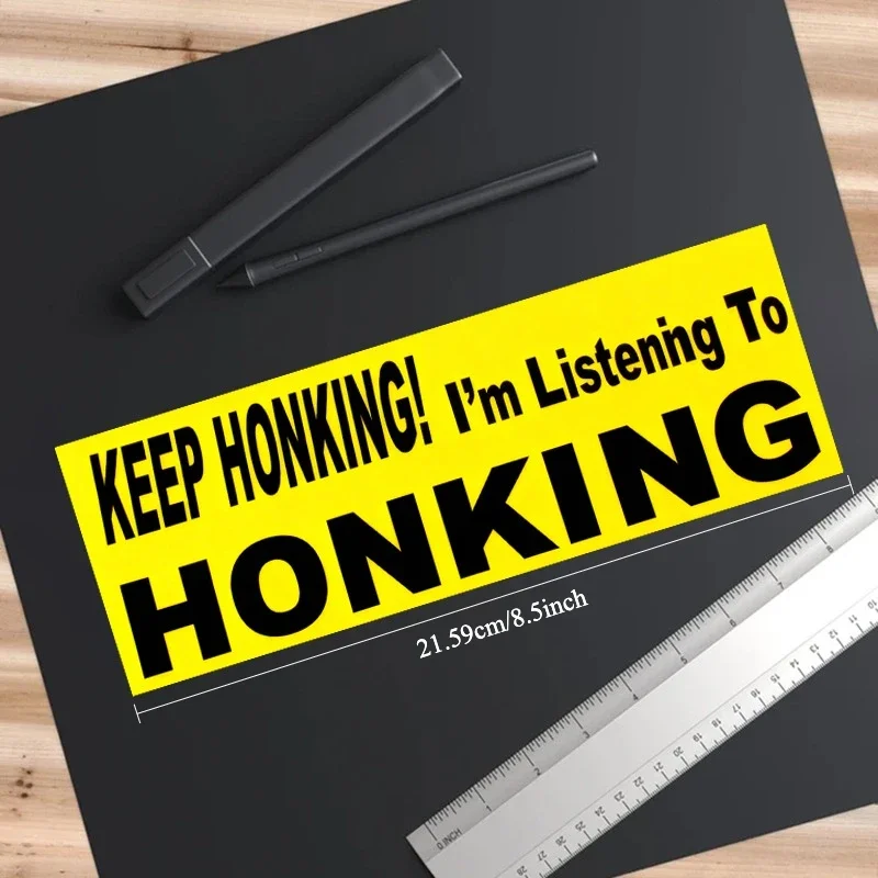 1Pc 2D Flat Keep Honking Funny Vinyl Sticker, Waterproof UV Resistant Removable Decal for Car Bumper, Holiday Gift