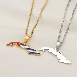 Fashion La República de Cuba Map Flag Pendant Necklace Stainless Steel Men Women Maps Jewelry Gift