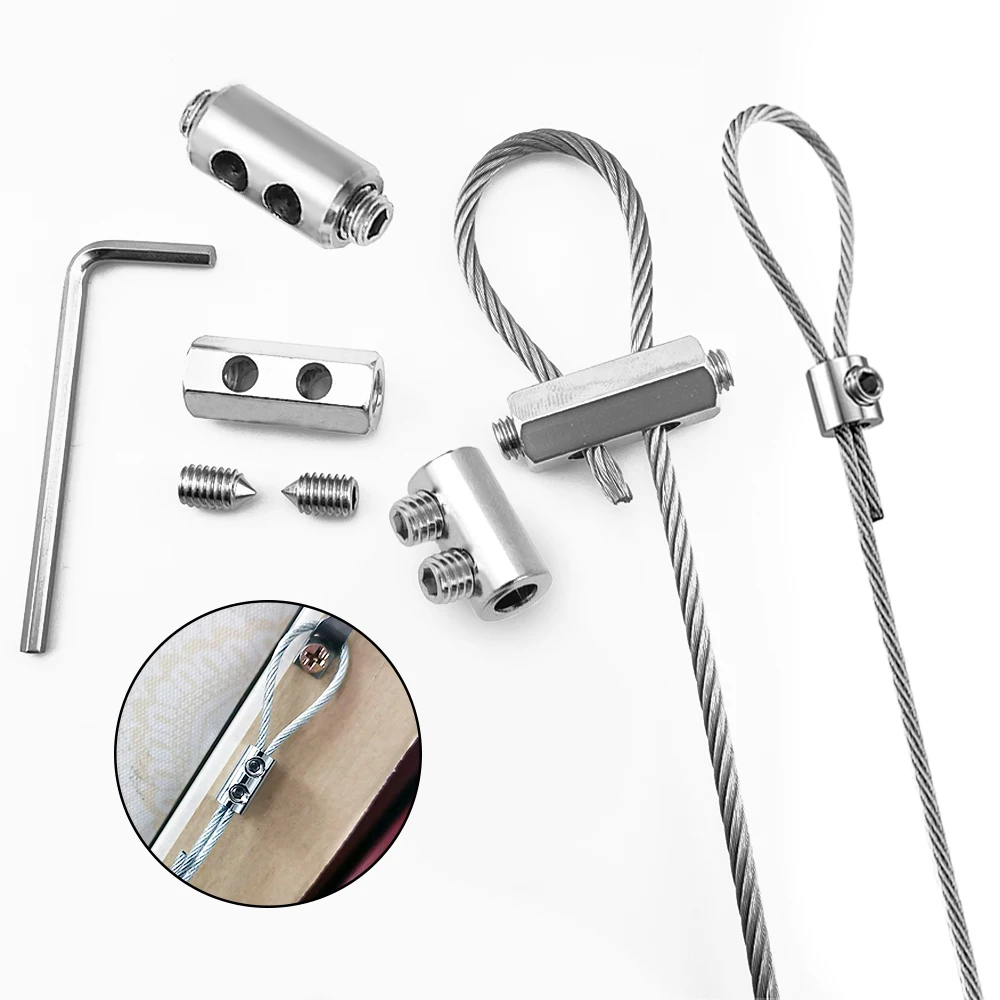 Adjustable 2/3/4mm Stainless Steel Suspension Wire Rope Cable Lock With Lock, Expandable Fastening Kit, Lighting Suspension Kit