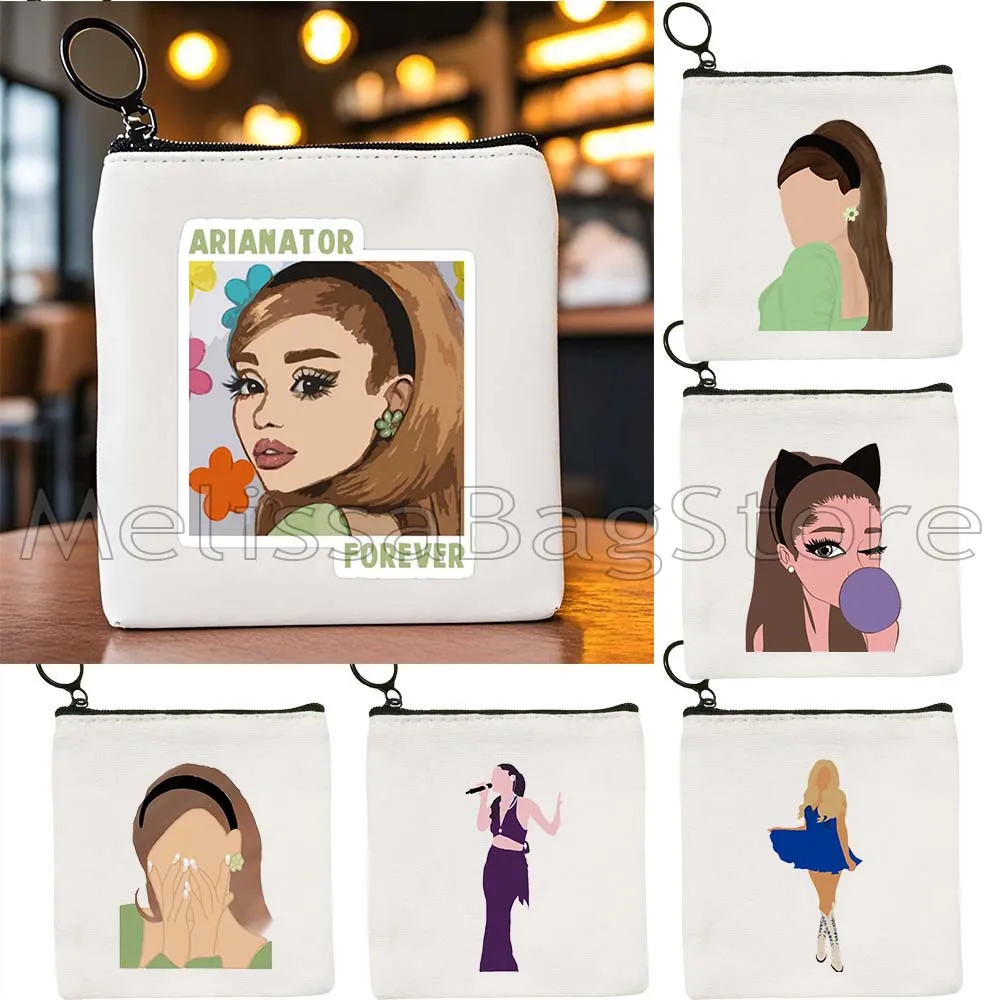 Ariana Grande Positions Music Singer Artist Poster Fan Cute Gifts Canvas Coin Purse Square Key Storage Card Bag Wallet Pouch