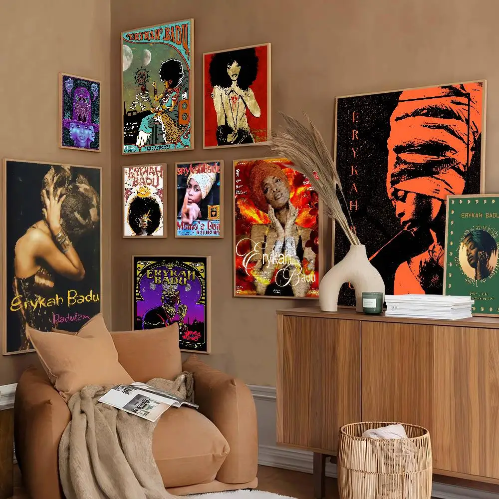 E-erykah Badu, amerikanische Sängerin, klassische Vintage-Poster, Vintage-Raumdekoration, Heimbar, Café-Dekoration, nordische Heimdekoration