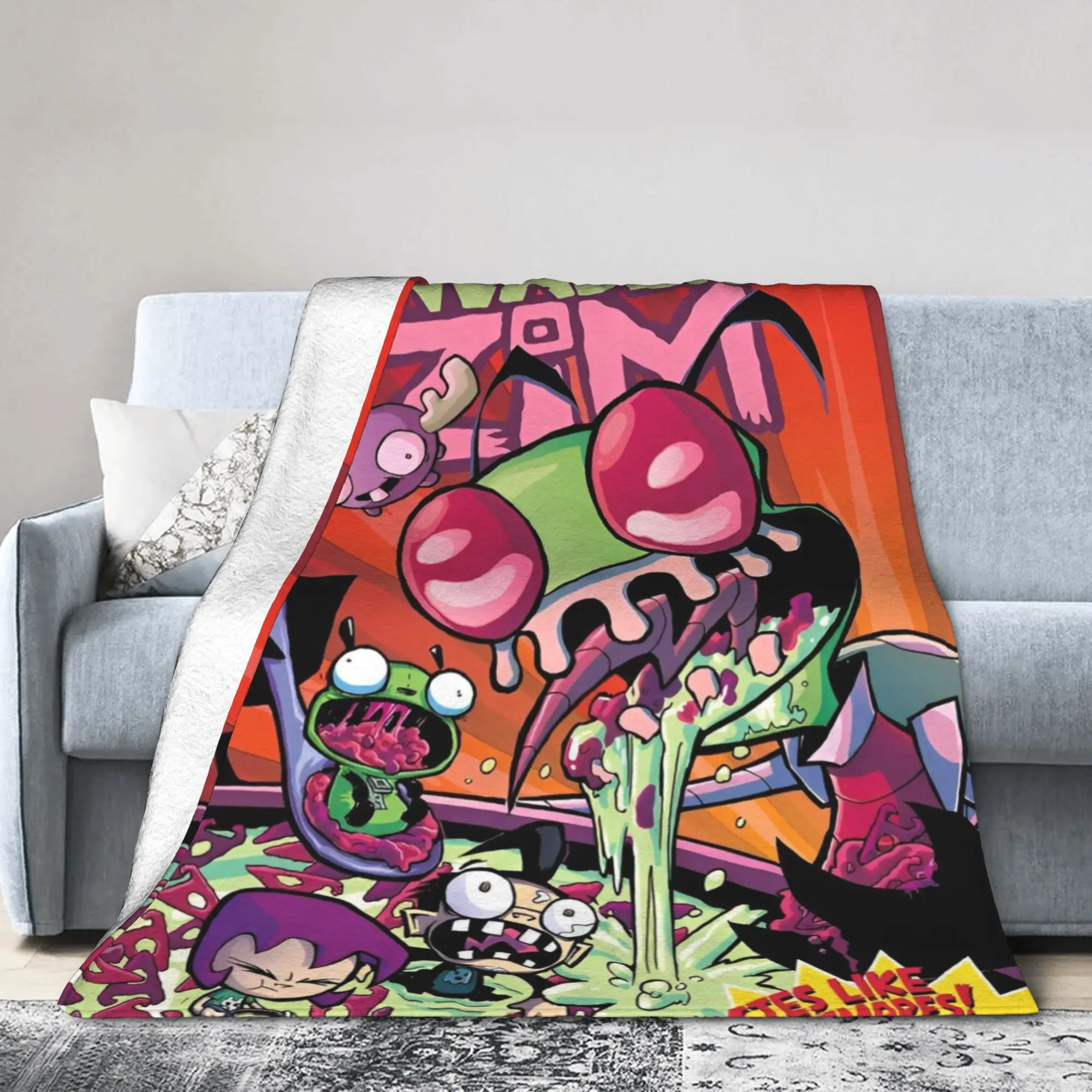 Invaders Zims  Blanket Coral Fleece Plush Video Game Multi-function Super Warm Throw Blankets for Home Outdoor Plush Thin Quilt