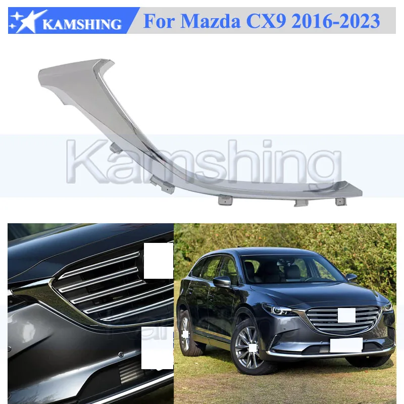 Kamshing Chrome Front Bumper Moulding Strip Trim For Mazda CX-9 CX9 2016-2023 Front Bumper Grill Trim Strip