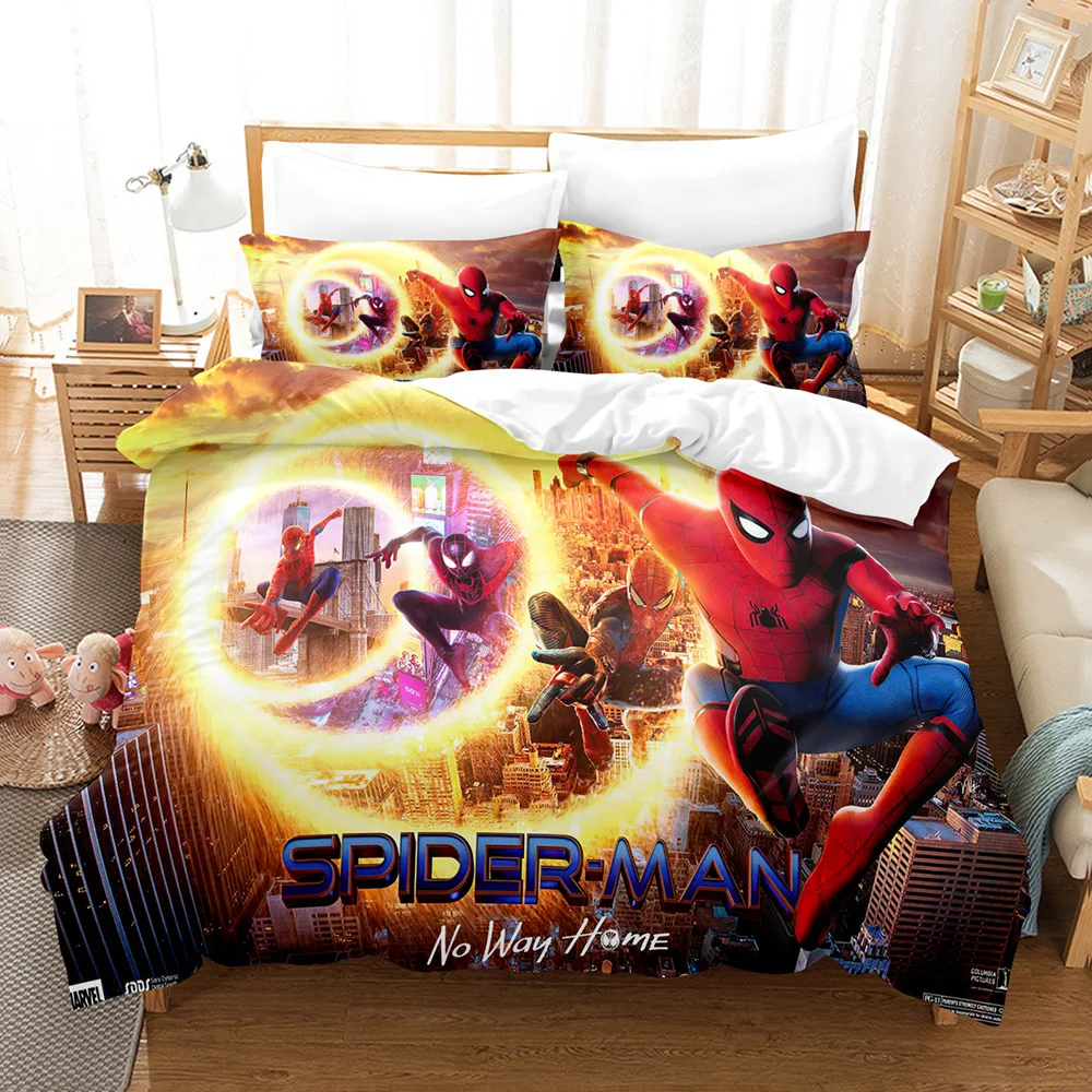 Disney Marvel The Avengers Bedding Set Spiderman Duvet Cover Set Quilt Cover Pillowcase Comfortable Bed Set Twin Queen King Size