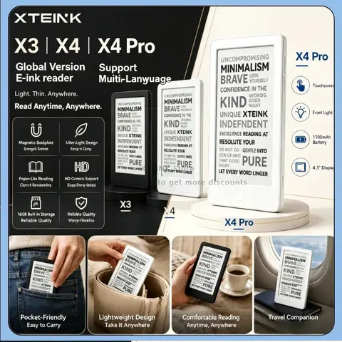 XTEINK X4Pro/X3/X4 Classic E Ink Reader Pocket E-book Reader Multi-language Ultra Thin Portable Eye Protection E-ink Screen Gift