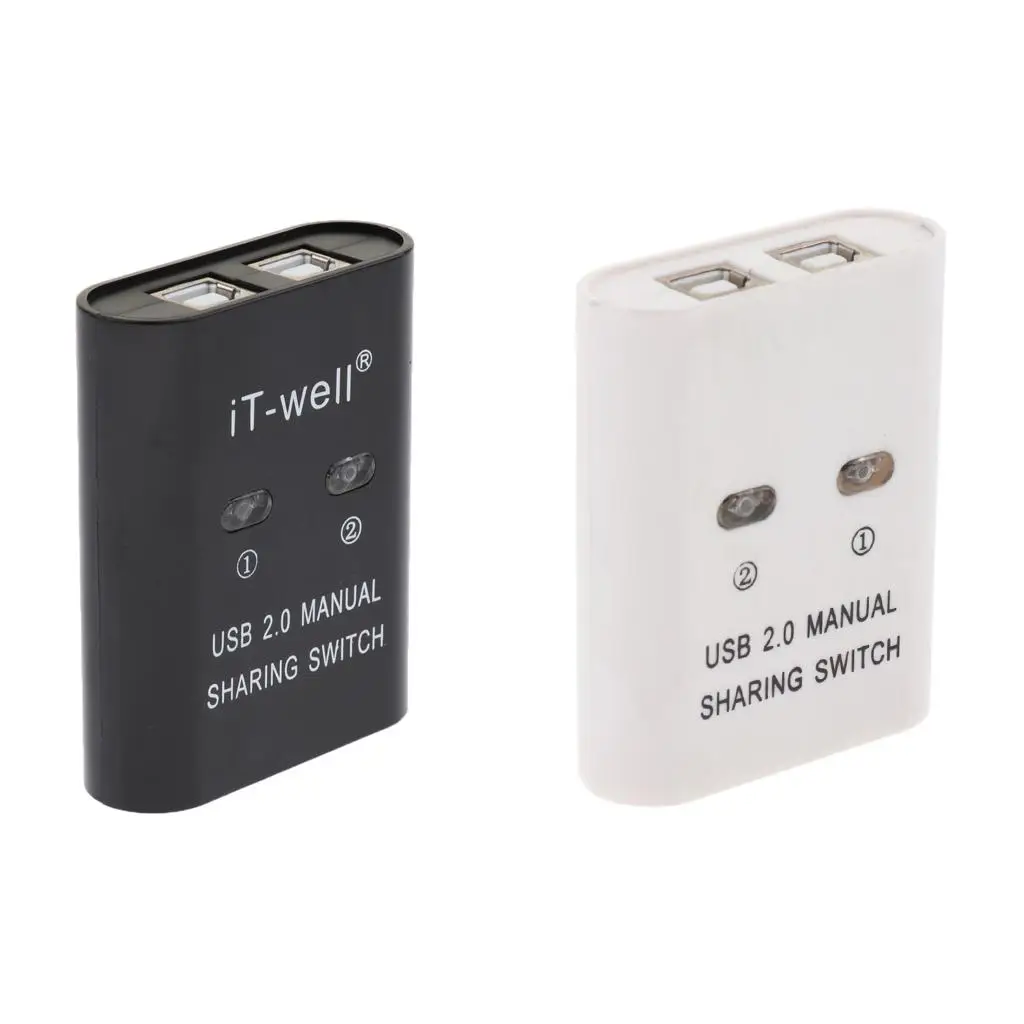 USB Sharing Switch 2 Port Splitter KVM Adapter Multi USB Hub Switch for Scanner Printer Compatible with PC 4