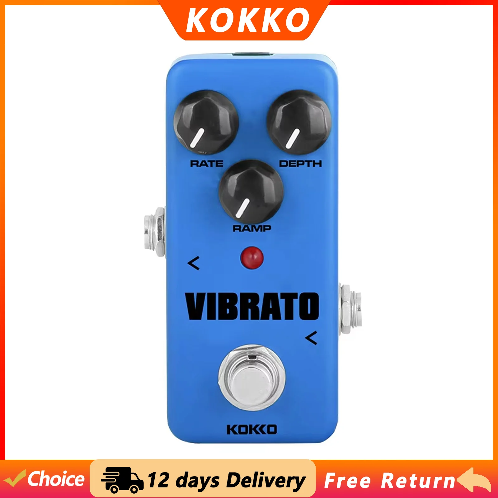 KOKKO FVB2 Guitar Effect Pedal VIBRATO Tremolo Effect Pedal True Bypass Single Guitar Pedal Electric Guitar Accessories Durable