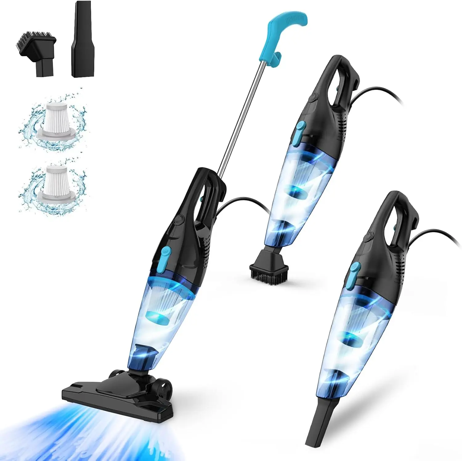 

Corded Vacuum Cleaner 4-in-1, 15Kpa Suction, Lightweight Stick Vacuum with HEPA Filter, Converts to Handheld for Pets, Carpets,