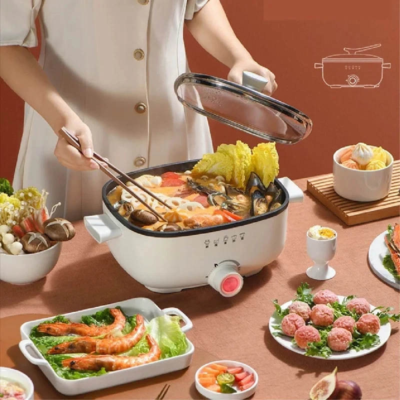 3.5L Multifunctional Pot Large Capacity Electric Hot Pot Home Non-stick Frying Pan Electric Cooking Pot Suitable For 1~5 People