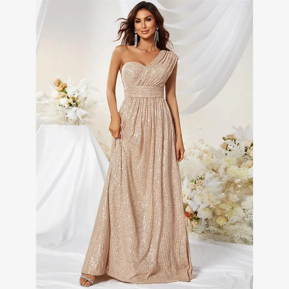 

Элегантное длинное вечернее платье А-силуэта с пайетками, летняя коллекция 2023, модное женское блестящее вечернее платье А-силуэта