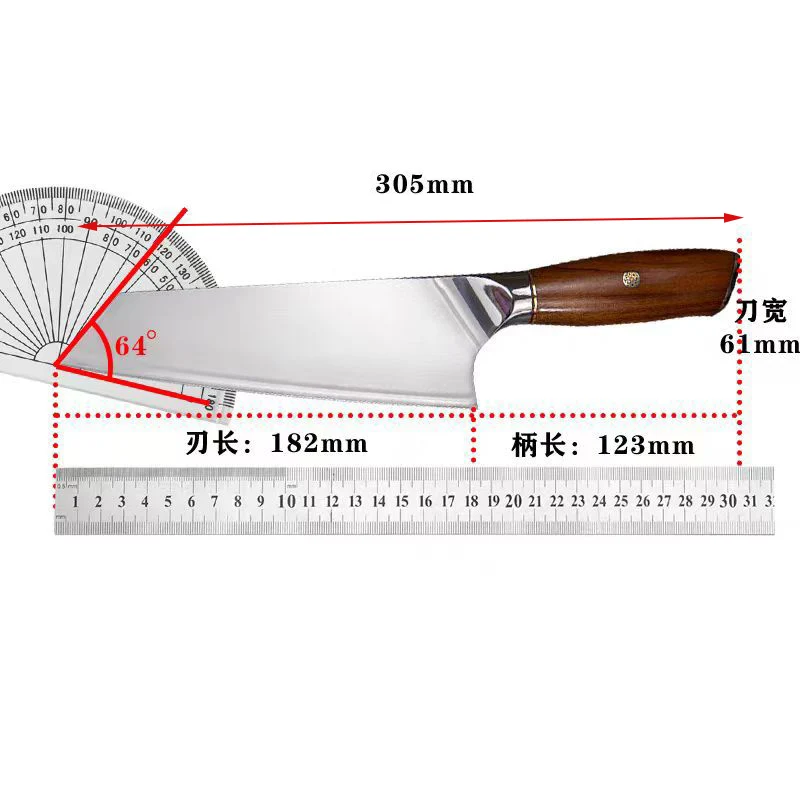7 Inch Kiritsuke Knife M390 Core 3 Layers Clad Steel Blade Sharp Chef Cleaver Meat Slicing Vegetables Kitchen Knives Wood Handle