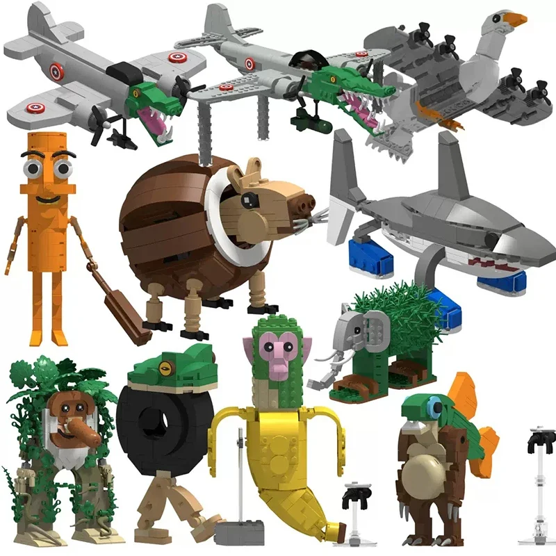 MOC Tung Tung Tung Sahur Tralalero Tralala อิฐ Bombardiro Crocodilo Building Blocks Brr Brr Patapim บล็อกของเล่นชุดของขวัญ