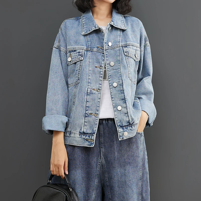 

Jeans Jacket Women 2022 Spring Coat Oversize Vintage Loose Denim Outerwear Autumn Chic Ladies Jackets Chaqueta Vaquera Mujer