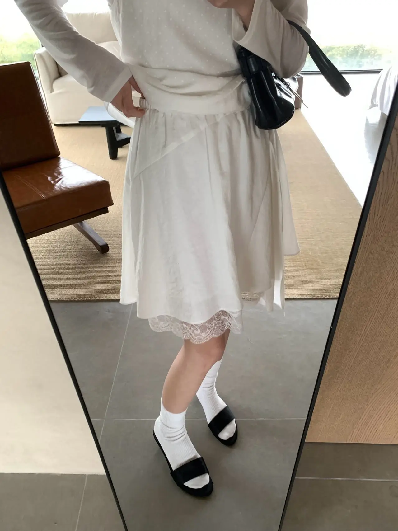 

Юбка Lilian Moon с кружевом, асимметричная, женская, модная, для офиса, А-силуэт, свободный крой, с высокой талией, из других материалов, с различными отделками