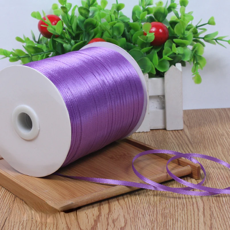 (11yards/lot) 3mm Purple Silk Satin Ribbon Christmas gift packaging ribbons Wedding Party Decoration DIY Scrapbooking Supplies