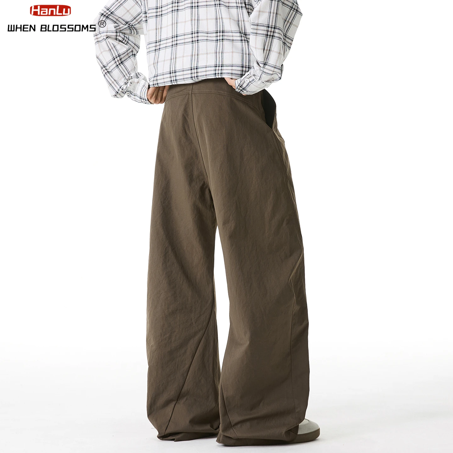 2025 بنطال رجالي ذو لوحة جانبية مستقيم الساق مطوي تصميم عتيق ملابس الشارع الشهير مريح مناسب غير رسمي كبير الحجم #6