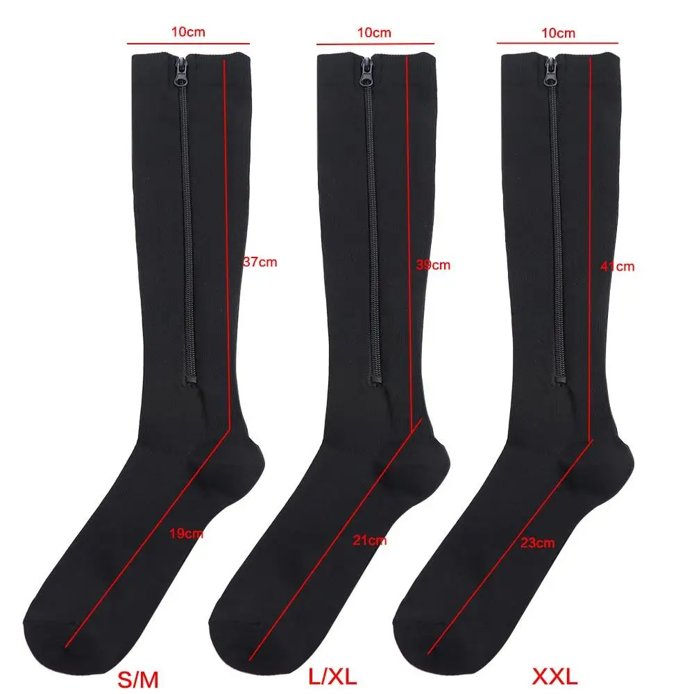 Nylon Compression Zipper Socks Colour of Skin Closed Toe Varicose Veins Socks Calf Stretch Socks Stockings