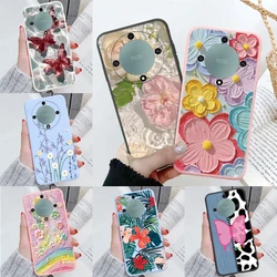 For Honor X9a X9b X9c X7c X6a X6b X7a X8a X8b X8 Magic 5 6 7 Lite oilPainting Flowers Butterfly Phone Case Korean Shockproof TPU