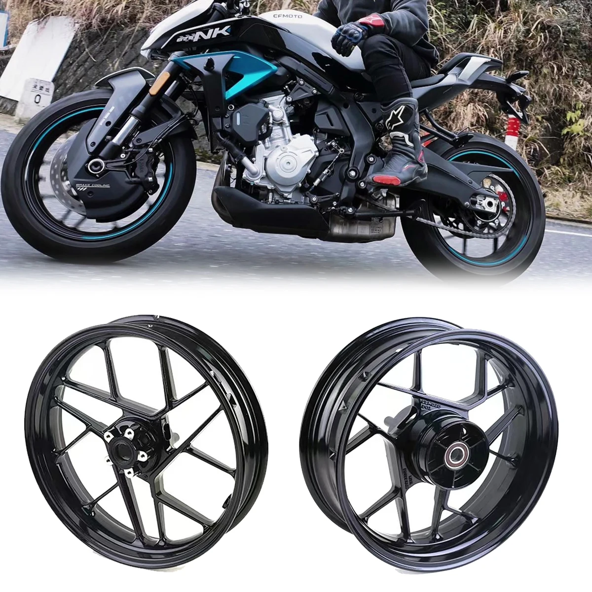 

Motorcycle CFMOTO 675NK NK 675 NK675 CF650-11 front wheel hub front rear aluminum wheel steel rings Front wheel rim