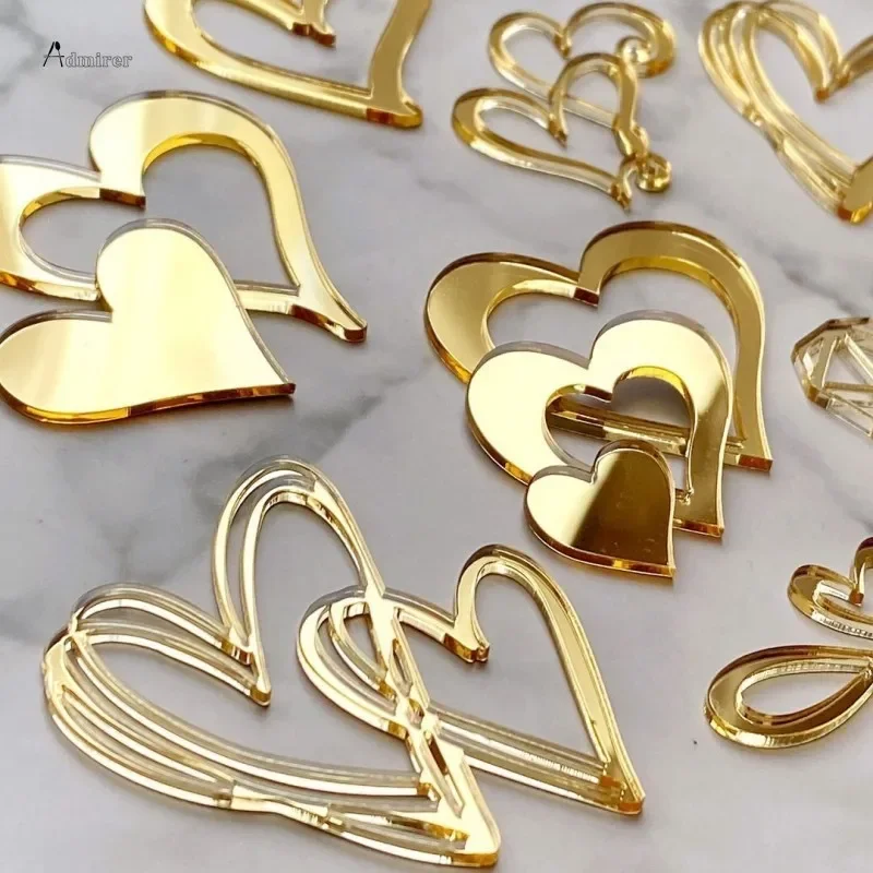 1/10 Pcs/ Set Ins Style Love Heart Acrylic Cake Topper Birthday Valentine\'s Day Cake Decoration Wedding Cake Side Acrylic Insert