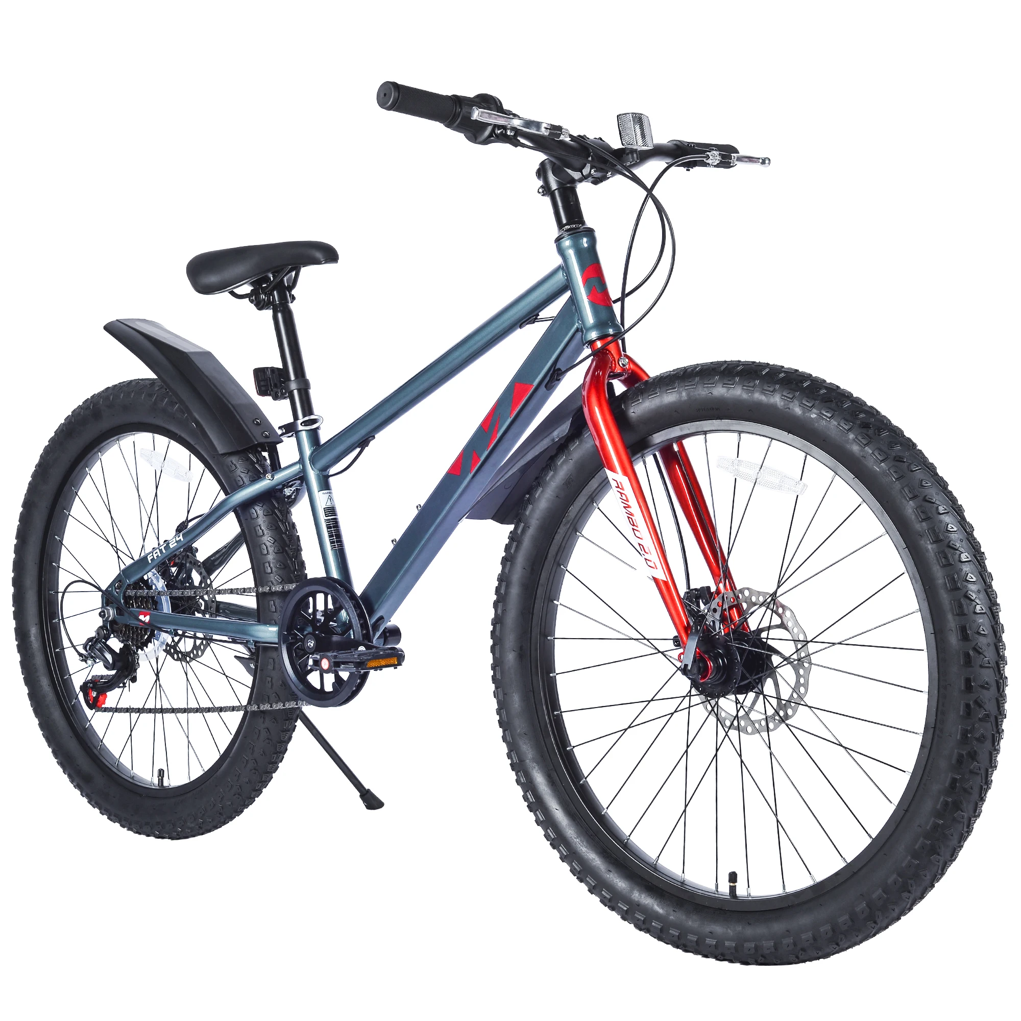 

ZUKKA 24 Inch Fat Tire Bike Adult/Youth Mountain 7 Speeds Kids Teen Student Men Women Steel Frame/Disc Brakes/Multiple Colors