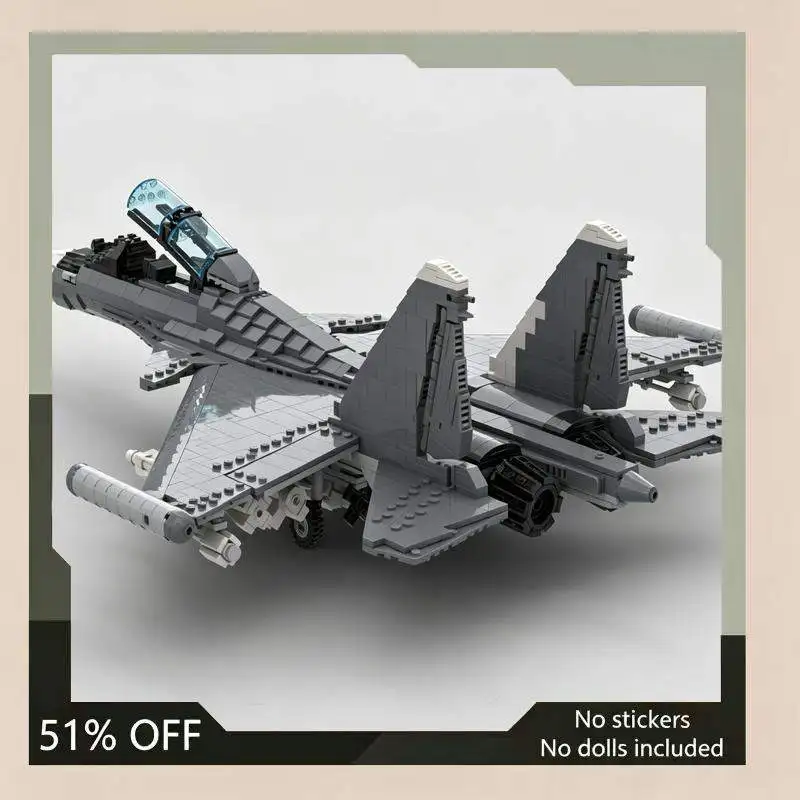 2084PCS Twin Engine Heavy Fighter Jet Model Custom Building Blocks Air Warfare Series Assembly Puzzle DIY Educational Toy Gift