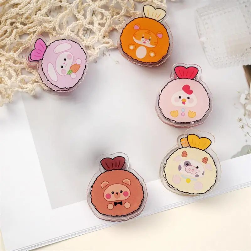 

5pcs Cute Cartoon Acrylic Double-Sided PP Clip Original Multifunctional Clip Student Storage Clip Exam Paper Clip