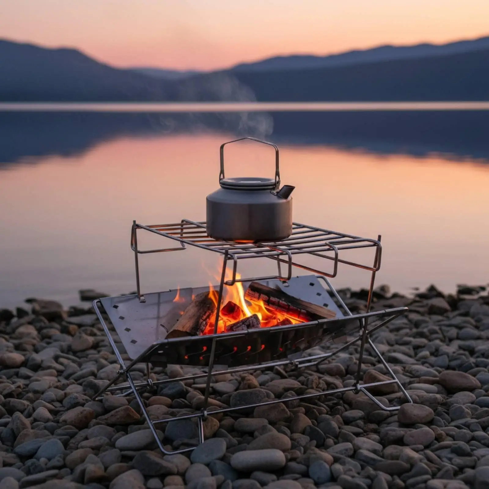 Folding Stainless Steel Fire Bowl Stable Folding Campfire Cooking Grate