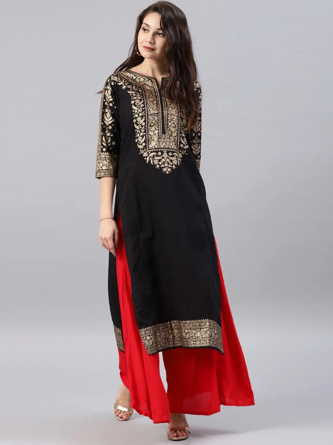 Indian Tops Style Women's Tops Medium Length Coat Printing Thin Style Pakistani Clothes Indian Jacket National Costume