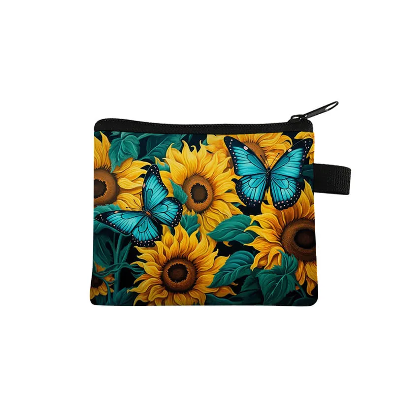 Schmetterlings-Blumen-Geldbörse, niedliche Geldbörse für Jungen/Mädchen, Kinder, beste Geschenke, 2D flache Cartoon-Aufbewahrungstasche, Münzgeldbörse