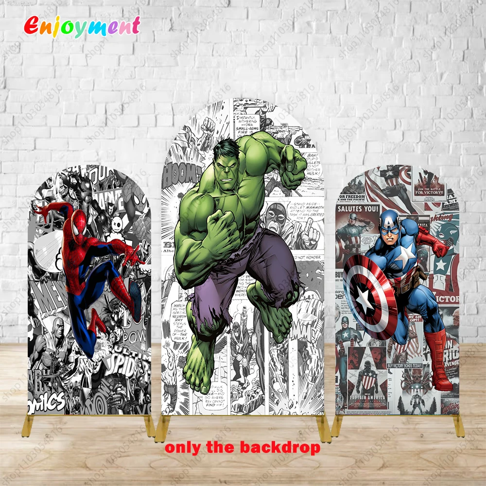 

Фон с аркой «Мстители» для мальчиков, декор для дня рождения, стены, Капитан Америка, Халк, Человек-паук, фон для фотосъемки для фотореквизита