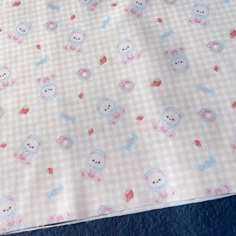 yellow “Baby Bear” Scattered Print Lolita Fabric - 4-Way Stretch Knit for OB11 & BJD Doll Clothing view 3