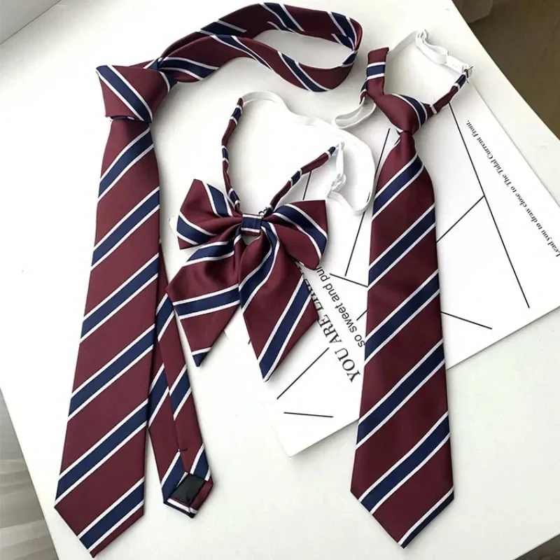 Corbata japonesa JK, accesorios de ropa femenina, pajarita decorativa para uniforme de estudiante, corbatas de rayas rojas de estilo universitario para niñas