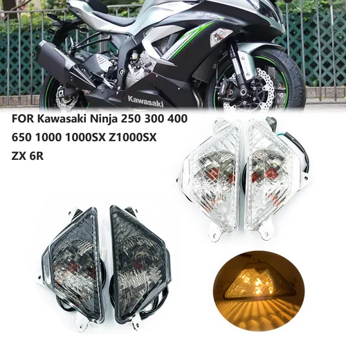 Imagen 2 del producto Indicador de señal de giro LED frontal para KAWASAKI NINJA 250 300 400 650 1000/SX ZX6R Z1000SX accesorios de motocicleta luz intermitente