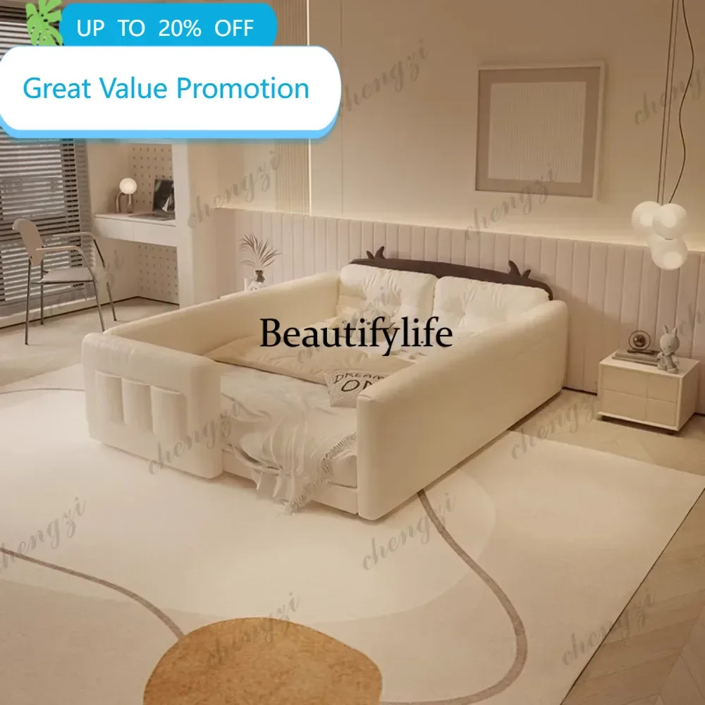 Parent Child Cow Bed Headboard Design Bed Cream Guardrail Splicing Bed High Guard Board camas de dormitorio bedroom accessories