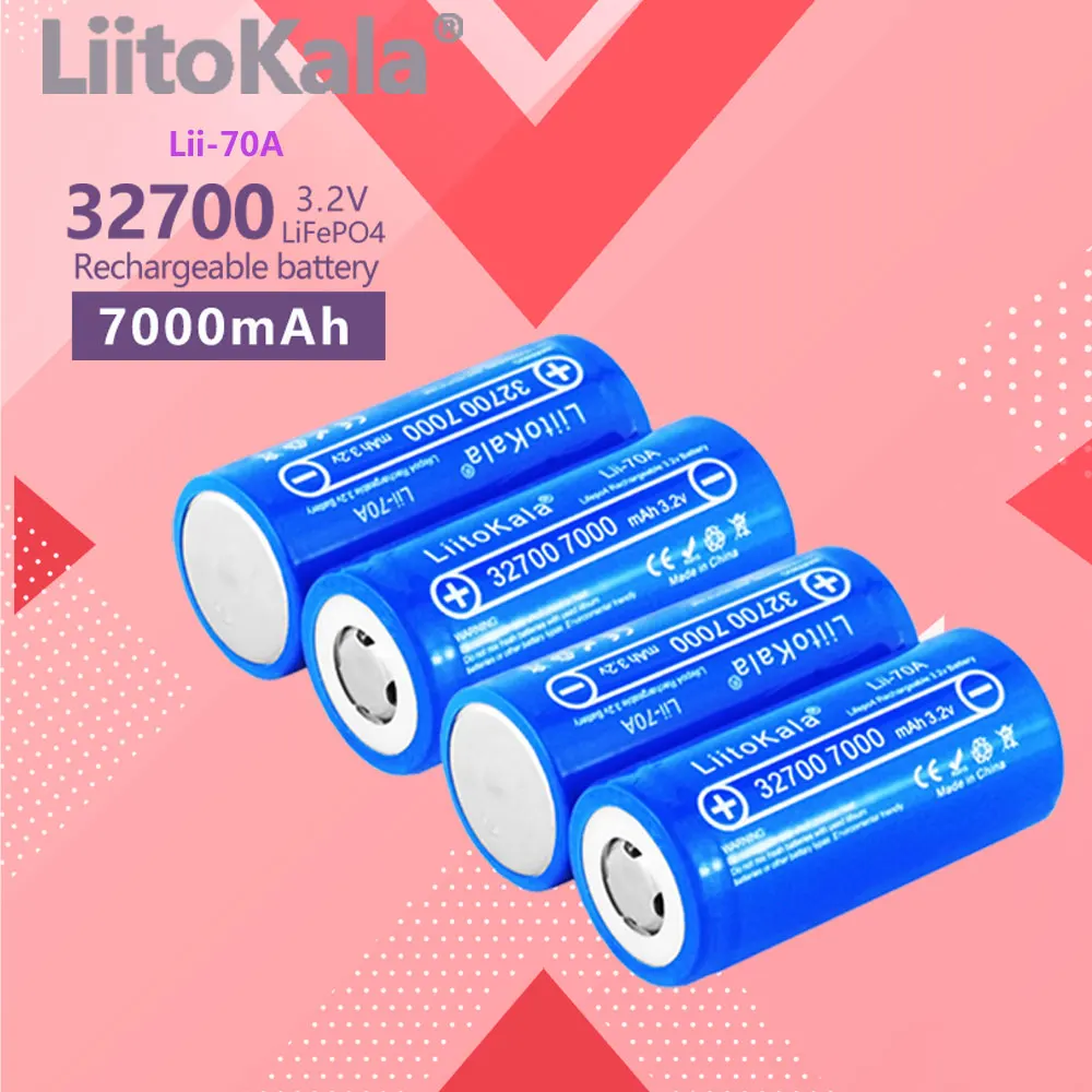 4pcs/ LiitoKala 3.2V 32700 Lii-70A LiFePO4 batteria 35A scarica continua massimo 55A batteria ad alta potenza