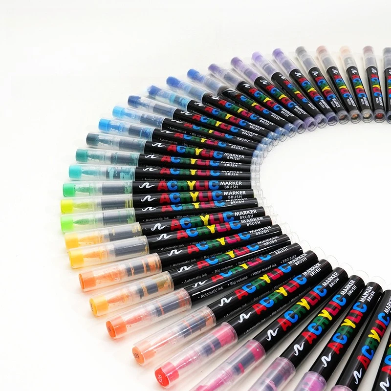 

Stackable 12 Color Acrylic Marker Pen Set Soft Tip Large Capacity Liquid Ink School Office Art Drawing Supplies