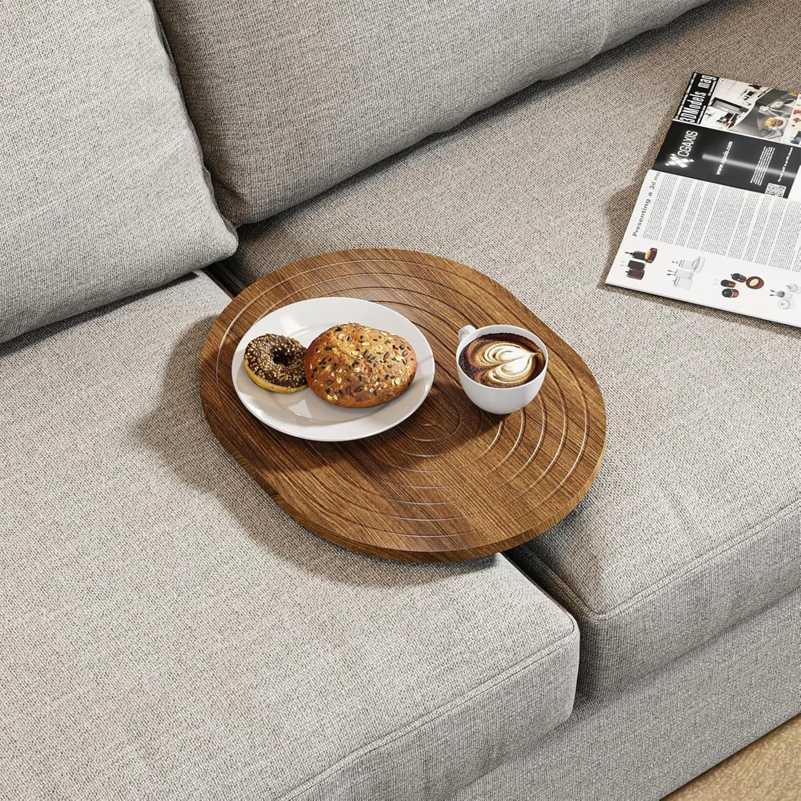 Wooden Sofa Tray Couch Armrest - Travertine Tray Oval review and price