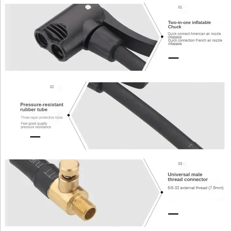 Auto Air Pump Extension Tube Nozzle Adapter Mouth with Deflate Hose Air Inflator Electric Pump Connector Accessories