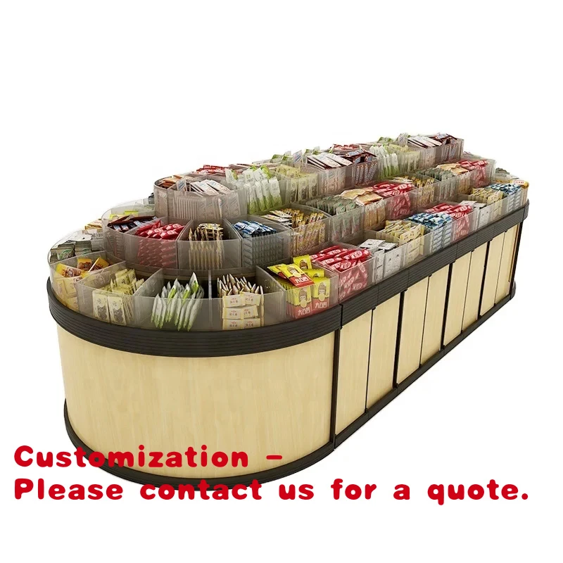 

Customize.Custom Low Cost Wooden Supermarket Display Rack Bulk Snacks, Candy and Dried Fruit