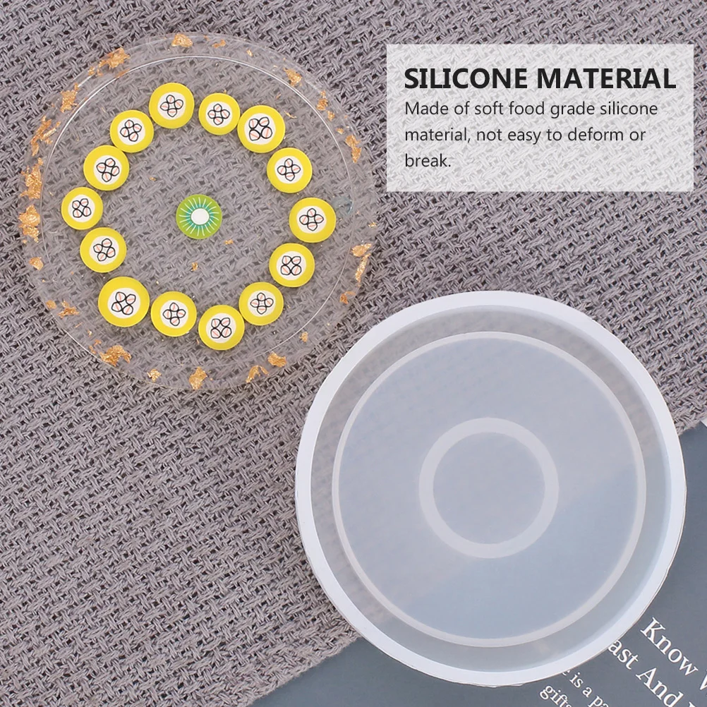 

4pcs Round Coaster Mold Food Grade Silicone Crystal Epoxy DIY Cup Mat Flexible Durable Eco Friendly Easy Clean Save Time