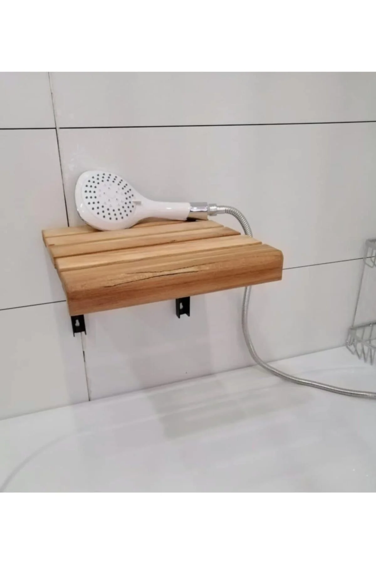 Wall Mounted Foldable Wooden Shower Seat