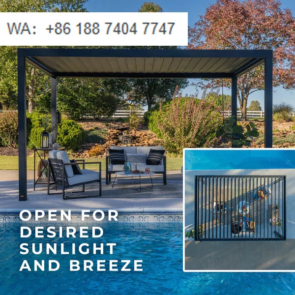 

3x3-6x4m Customizable Dimensions Outdoor Waterproof Powder Coated Aluminum Bioclimatic Louvered Pergola Cover for Balcony