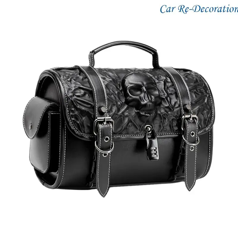 

R58D Edgy Gothic Motorbike Side Storage Bag with Long Straps Upgrades for Bikes