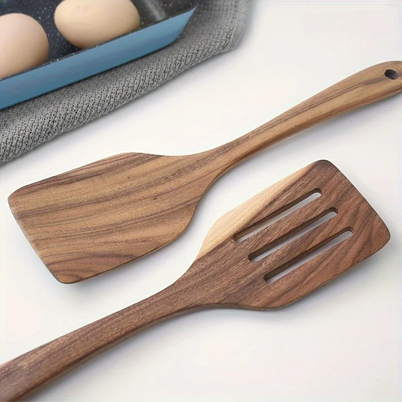 

Wooden Spatula Set - Durable & Ergonomic with Long Handles, Multipurpose Cooking Utensils Including Slotted Spatula