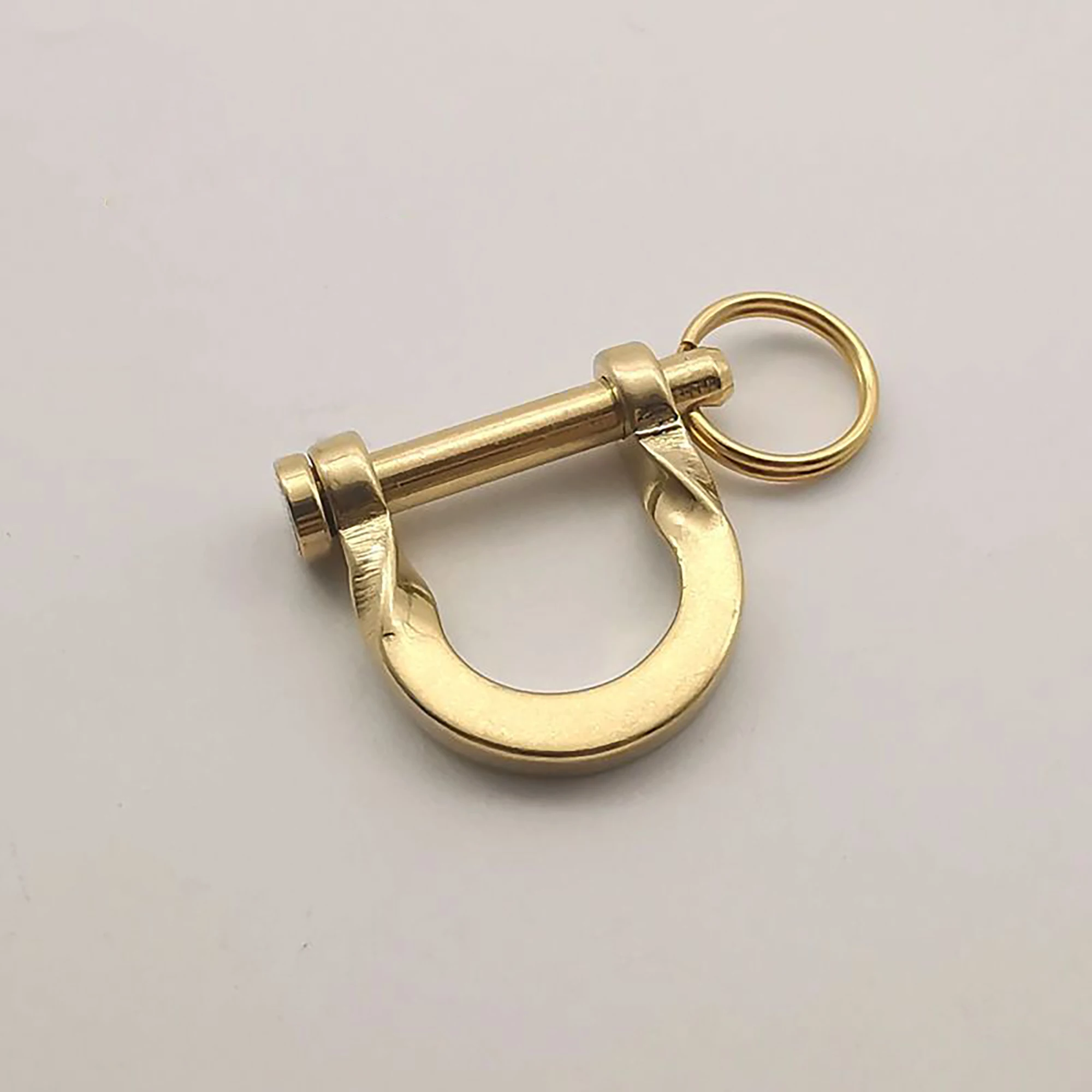 unique design 2 sizes mirror polished brass pin lock bow U Shackle safety Joint Connector FOB KeyChains car key