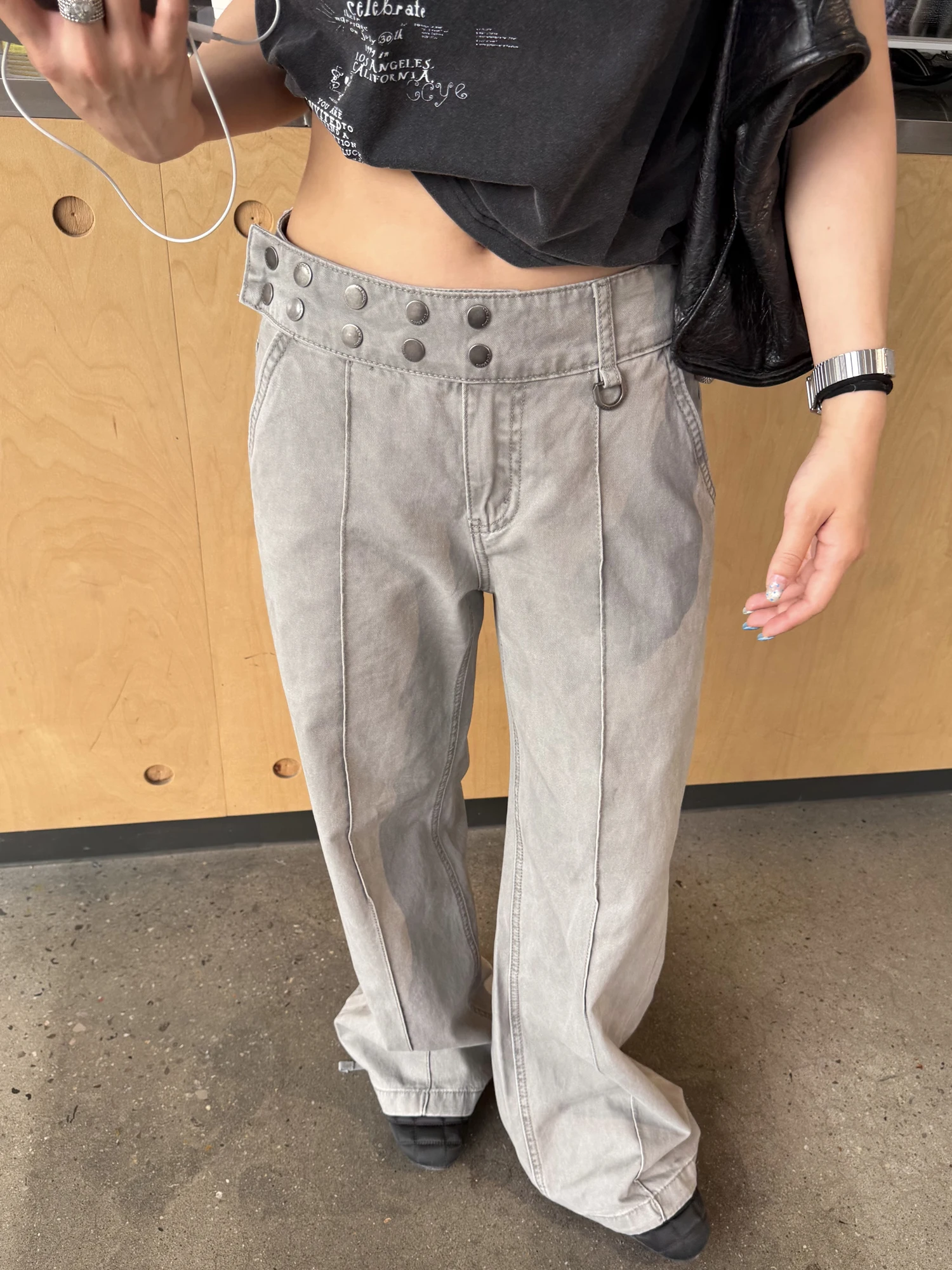 Washed Vintage Work Pants Straight Leg Loose Splicing Drape Pure Cotton Casual Trousers for Men And Women by Chuan Chuan Ye