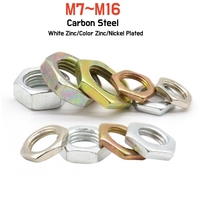 5~50pcs Hexagon Fine Thread Thin Nuts M7 M8 M9 M10M12M14M16 White Zinc Color Zinc Nickel Plated Fine Tooth Hex Wafer Low Jam Nut